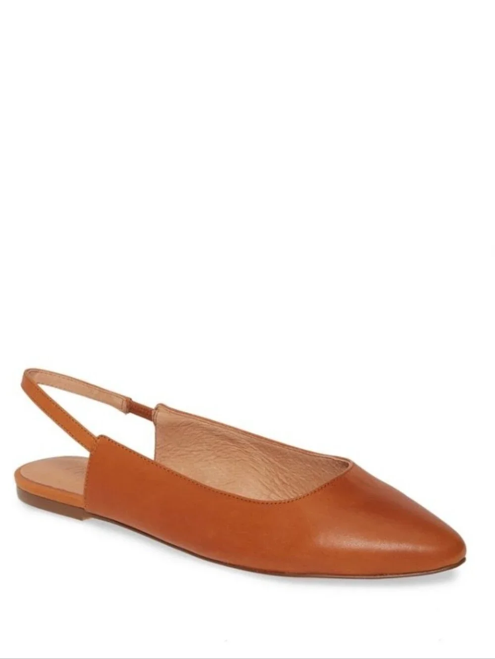 MADEWELL THE MARGOT POINTED TOE SLINGBACK FLAT IN LEATHER CAMEL TONE SIZE 11